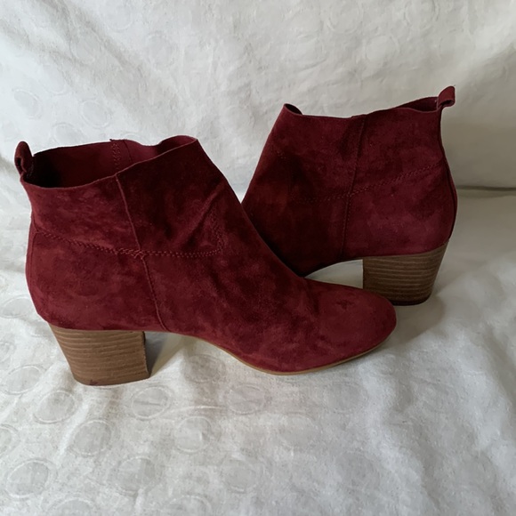 Steve Madden Harber Burgundy Leather Ankle Boots Heels Size 7M - Picture 5 of 6